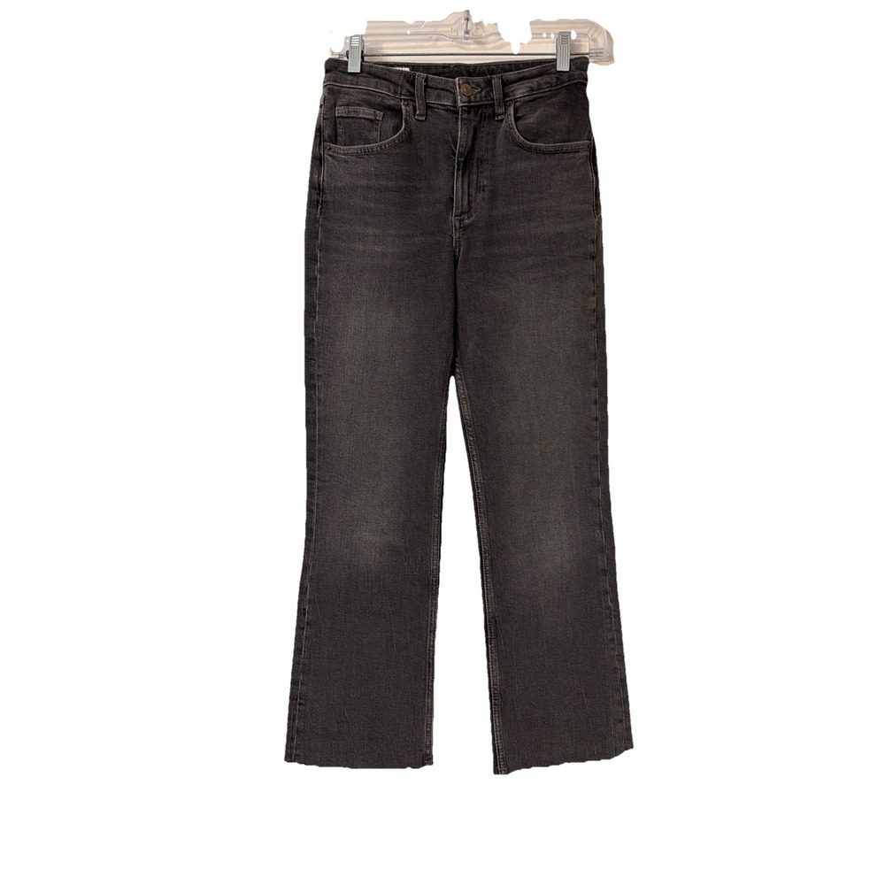 Zara Jeans Womens Size 2 Gray Medium Wash Cotton Relaxed Fit Denim Raw Hem